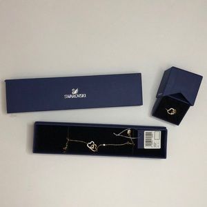 **SOLD**Swarovski double heart bracelet and ring